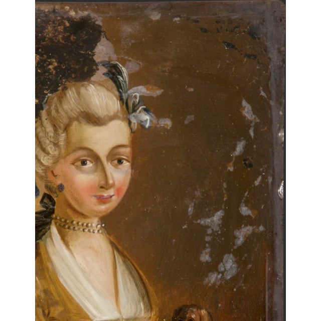 Early 18th-Century Italian Venetian Portrait Painting on Glass For Sale - Image 11 of 14