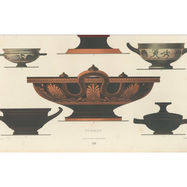 Late 19th Century Albert Genick, Greek Kylix, Bowls & Warriors, 1883, Lithograph For Sale - Image 5 of 9