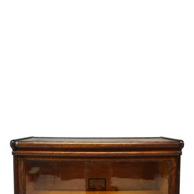 Brown Globe Wernicke Arts & Crafts Oak 3-Stack Barrister Bookcase C1910 For Sale - Image 8 of 15
