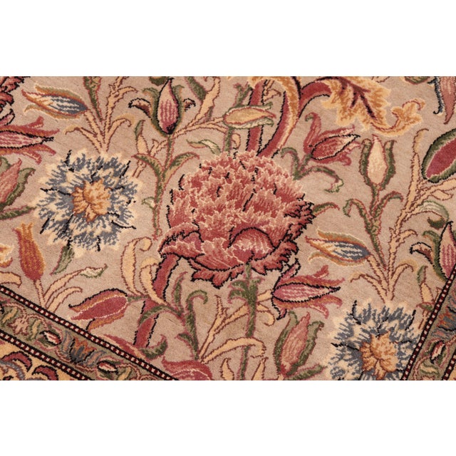 Shabby Chic Shabby Chic Floral 1990's Pak-Persian Taupe/Gold Wool Rug - 6'0'' X 9'8'' For Sale - Image 3 of 9