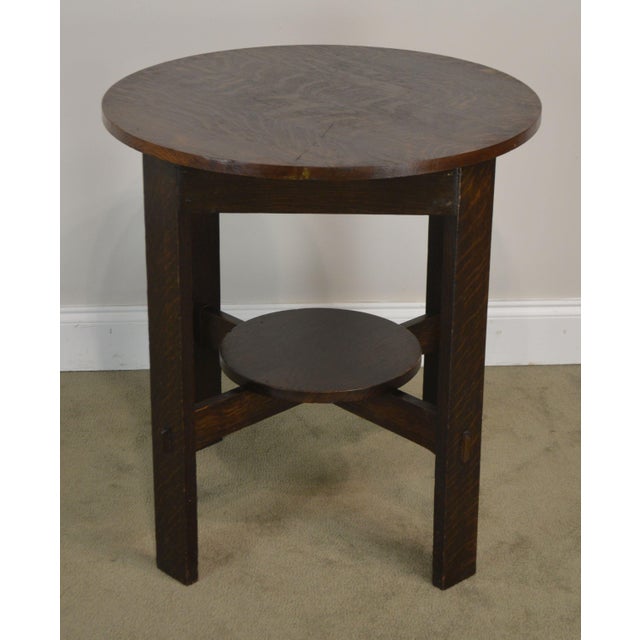 Stickley Antique Mission Oak Round Lamp Table Chairish