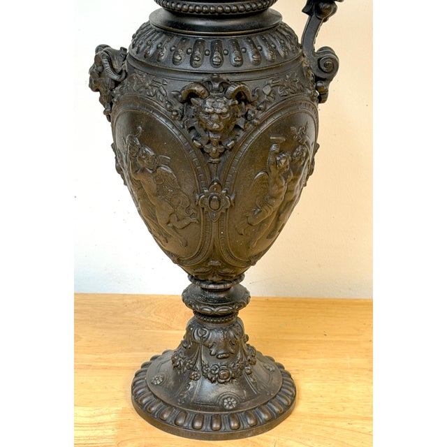 19th Century French Clodion-Style Bronzed Zinc Ewer with Bacchic Caryatid Handle For Sale - Image 12 of 18