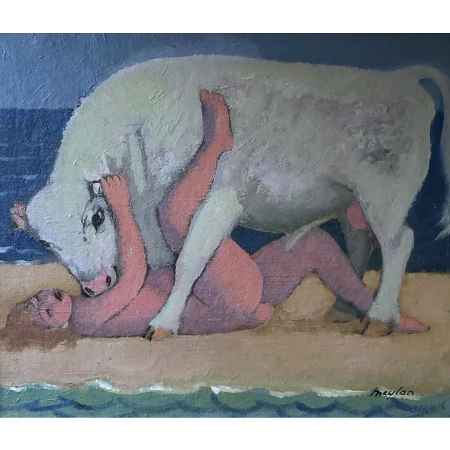 Henry Meylan, Europe et Zeus, Oil on Canvas, Framed For Sale - Image 9 of 9