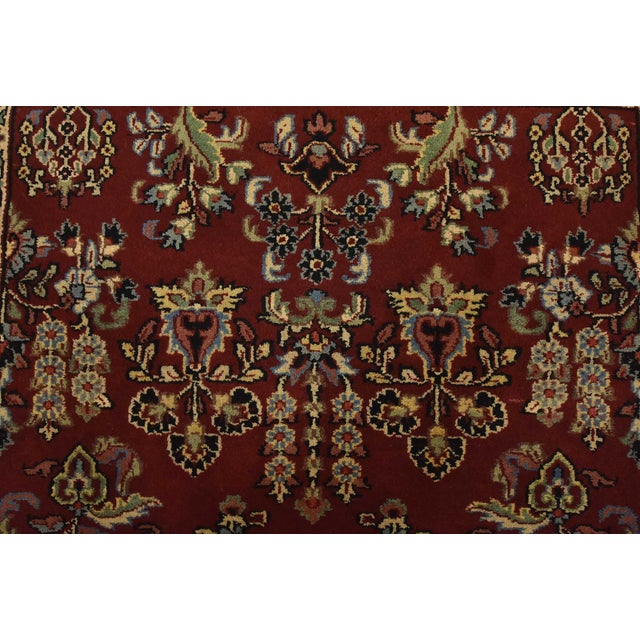 Red Fine Sarouk Rug 3′ X 5′ Red Wool Traditional Hand-Knotted Oriental Carpet For Sale - Image 8 of 12