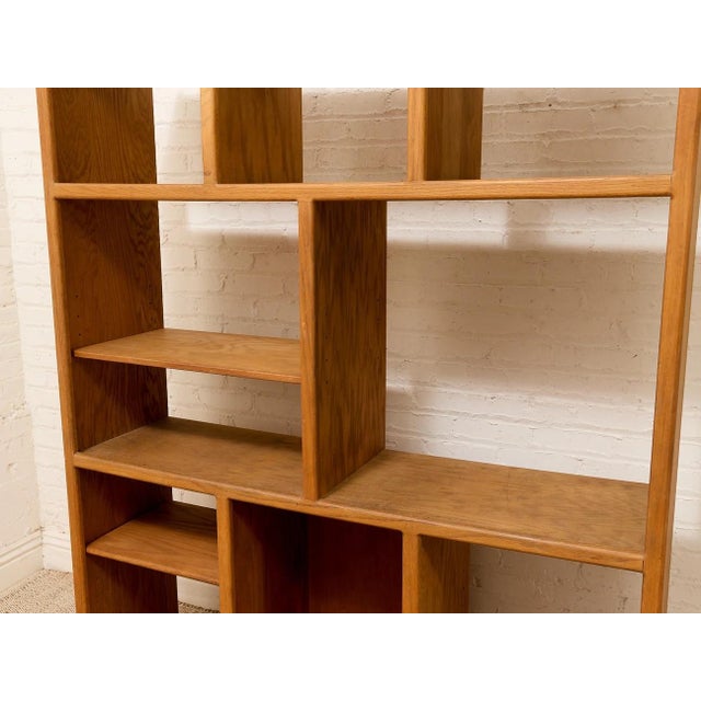 Vintage Modernist Oak Open-Shelf Room Divider Bookcase For Sale - Image 4 of 10