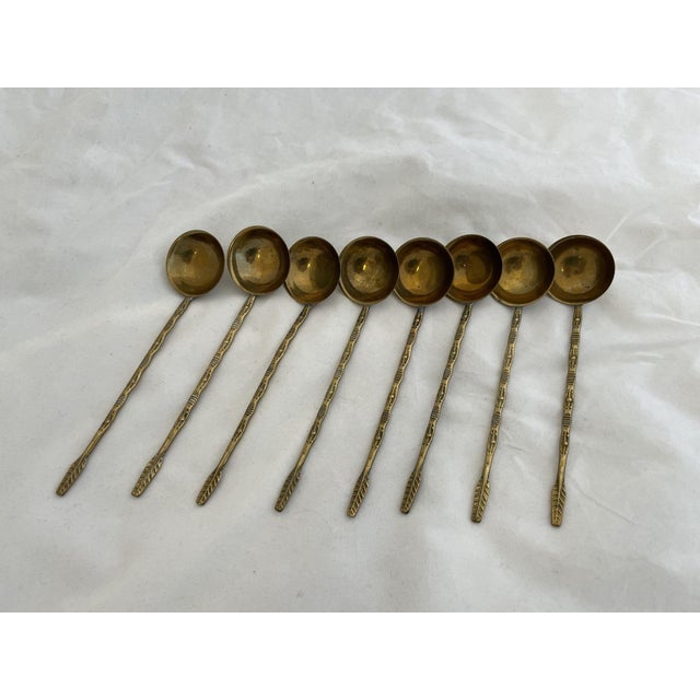 Traditional Brass Over Copper Tea Spoons (Set of 8) For Sale - Image 3 of 7