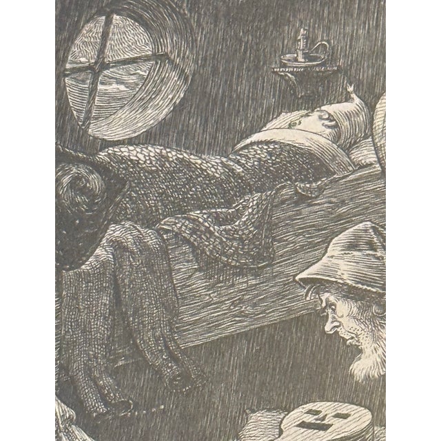 Early 20th Century Gold Framed Vintage French Etching Illustration Print - “The Shape of This Box... Drew the Attention of the Captain” (Reproduction) - Anatole France For Sale - Image 5 of 12