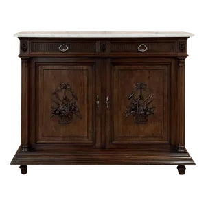 19th Century French Louis XVI Walnut Buffet With Carrara Marble