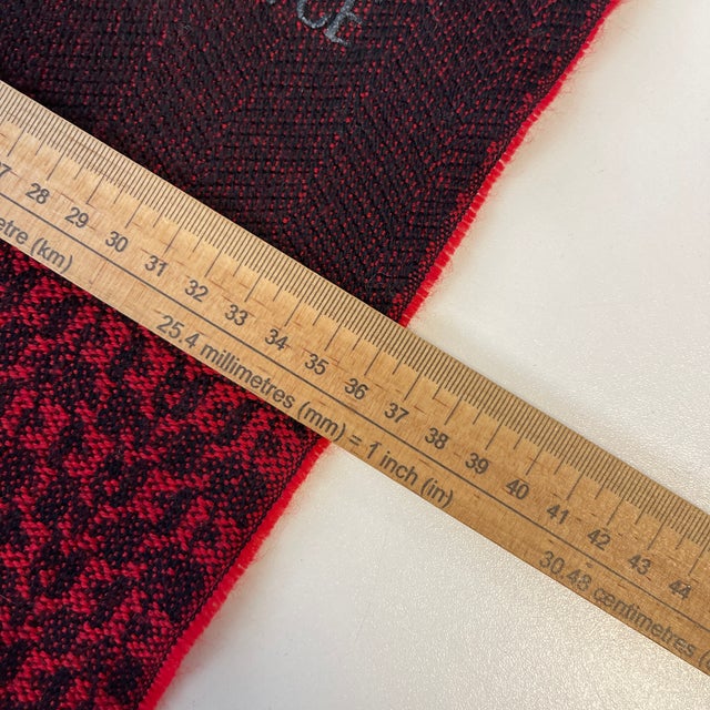 Red Versace Red & Black Printed 100% Wool Scarf For Sale - Image 8 of 10