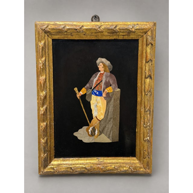 Late 19th Century 19th Century Italian Pietra Dura Commedia Dell’Arte Figure Plaque For Sale - Image 5 of 7