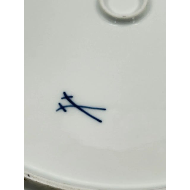 Meissen Large Platter 13” Hand Painted Flowers Gold Rim 325 Vintage For Sale - Image 10 of 10