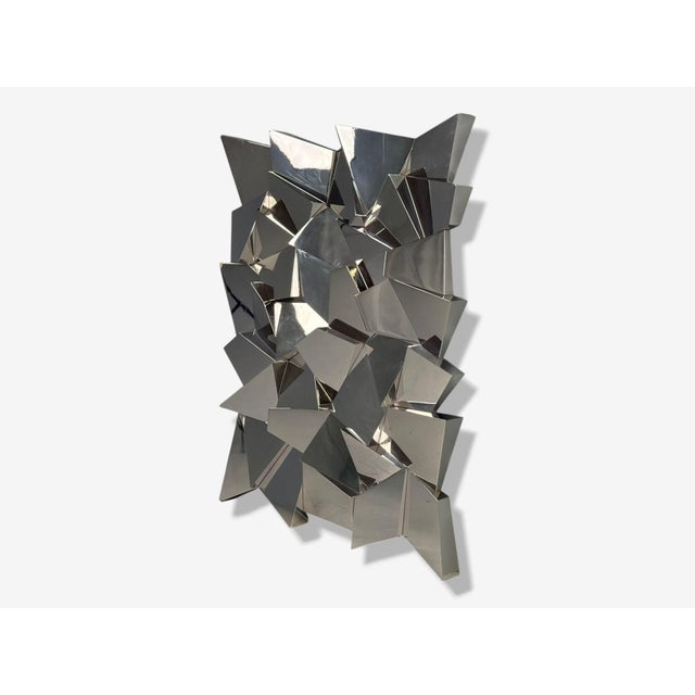 Brutalist Style, Geometric Chrome Wall Mirror, American, 2010s For Sale - Image 4 of 9