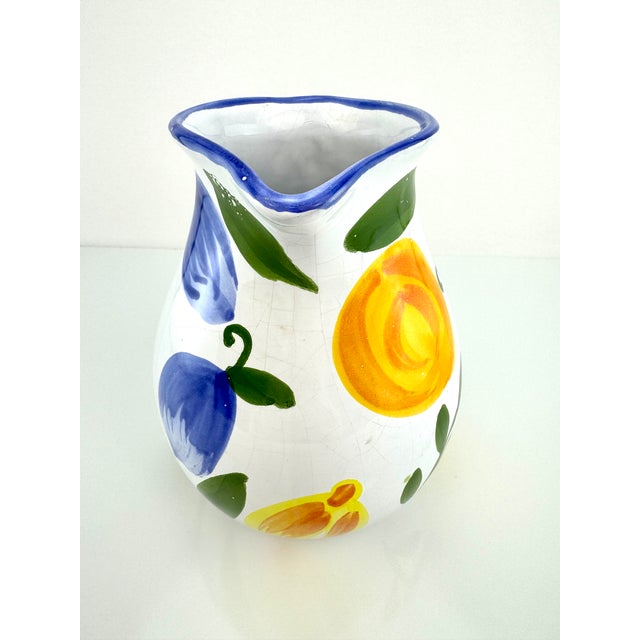 Ceramic Vintage Mid Century Hand Painted Portugal Pitcher For Sale - Image 7 of 11