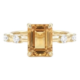 Citrine & Cubic Zirconia Wedding Ring - November Birthstone Stacking Ring Us 7 For Sale