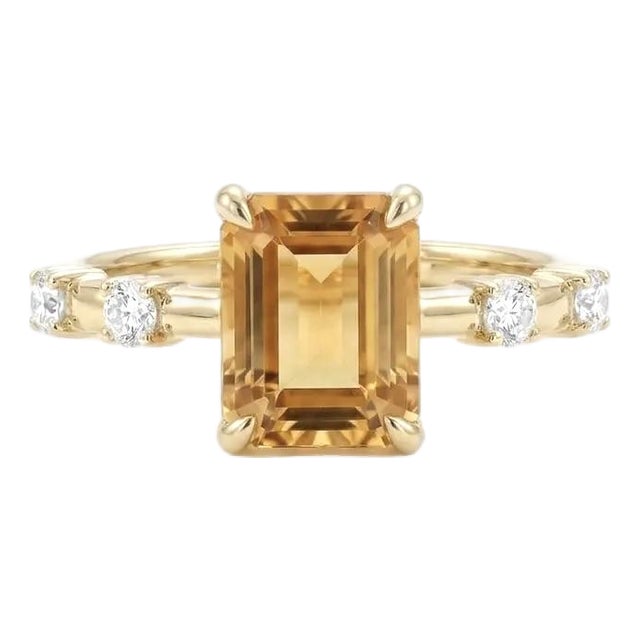 Citrine & Cubic Zirconia Wedding Ring - November Birthstone Stacking Ring Us 7 For Sale