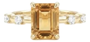 Citrine & Cubic Zirconia Wedding Ring - November Birthstone Stacking Ring Us 7