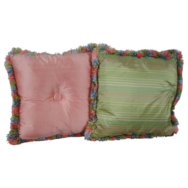 French Provincial Late 20th Century Star Bedding Co Silk Fringe Goose Down Filled Accent Throw Pillows- Set of 2 For Sale - Image 3 of 13