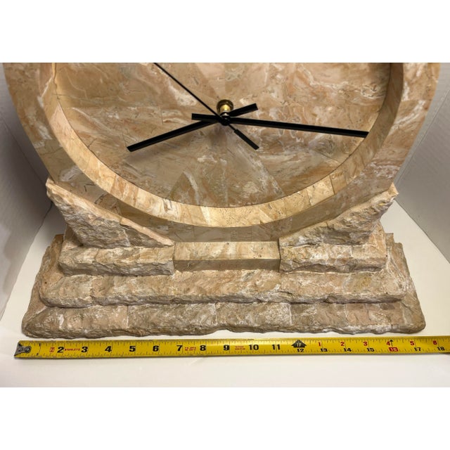 Beige 1980's Vintage Renoir Huntington, Ca Ponte Mactan Natural Stone Mantel Clock For Sale - Image 8 of 8