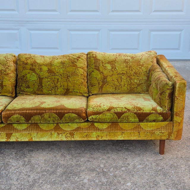 Mid-Century Modern Late 1960s Dux 4-Seat Tuxedo Sofa With Original Jack Lenor Larsen Velvet Upholstery For Sale - Image 3 of 14