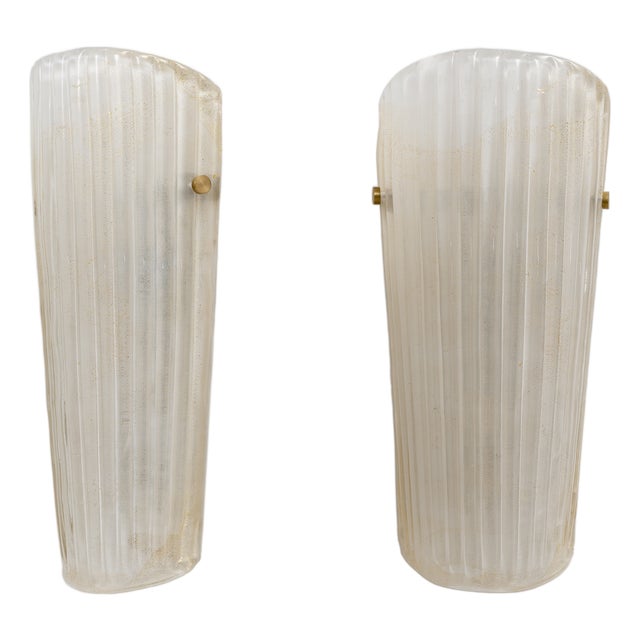 Murano Glass Sconces with Gold Dust Inclusions, 2000, Set of 2 For Sale