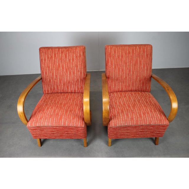 Mid-Century Modern Lounge Chairs by Halabala, 1950s, Set of 2 For Sale - Image 3 of 11