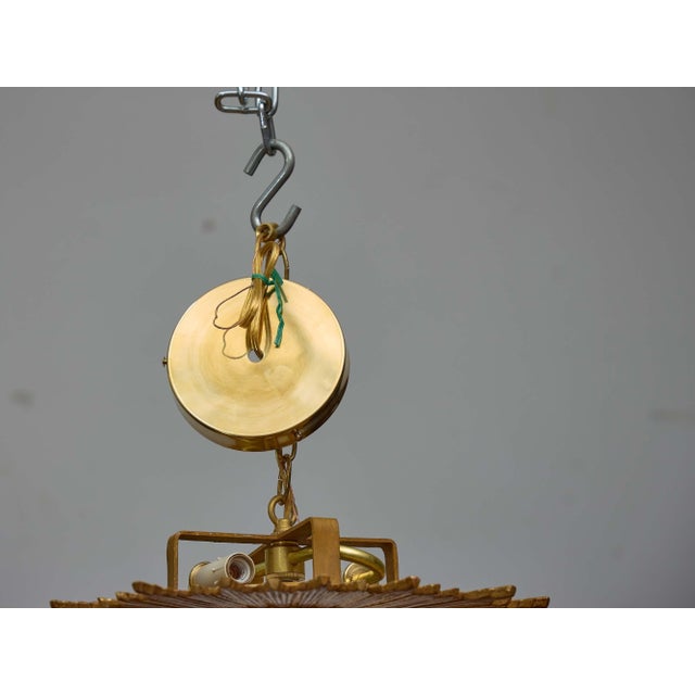 Gold Mid 20th Century French Gilt Metal Flush Mount Sunburst Light Fixture, Rewired For Sale - Image 8 of 8