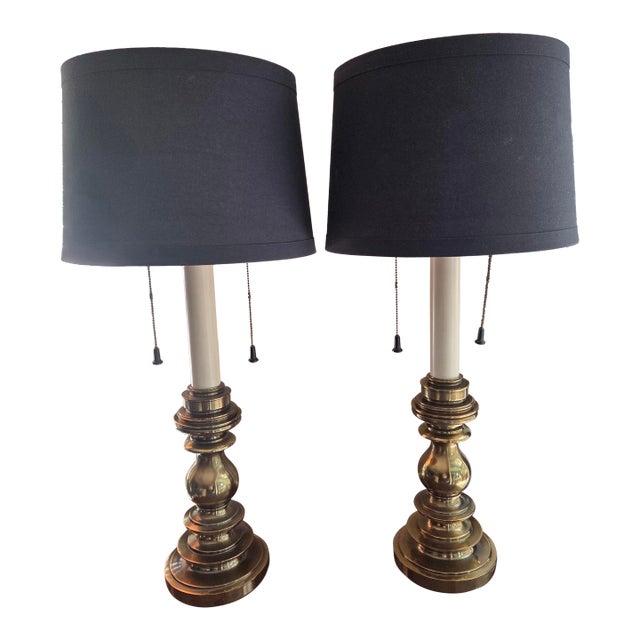 Vintage Mid Century Modern Brass Stiffel Lamps - A Pair For Sale