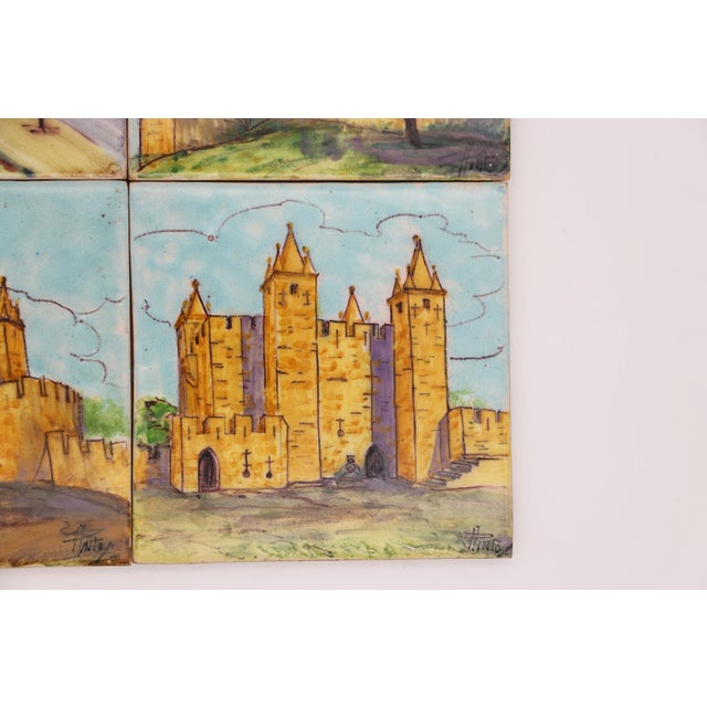19th Century Set of Four Tiles Depicting Castles, Portuguese For Sale - Image 6 of 11