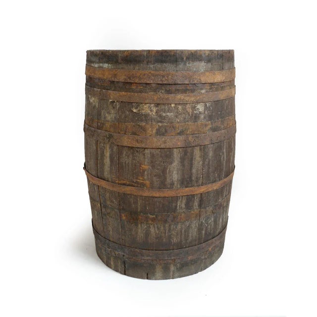Rustic Vintage Wood & Iron Barrel For Sale - Image 3 of 6