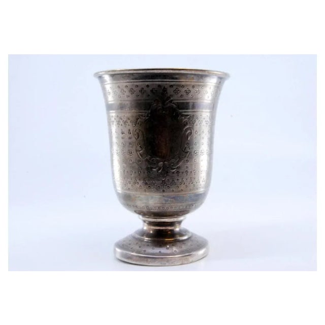 Brushed Silver Chalice with Asymmetrical Motifs For Sale - Image 9 of 10