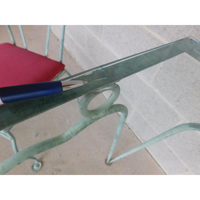 Vintage Woodard Style Wrought Iron Outdoor Dining Set For Sale - Image 4 of 18