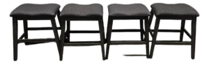 Set of 4 Contemporary Upholstered Counter Stools With Nailhead Trim