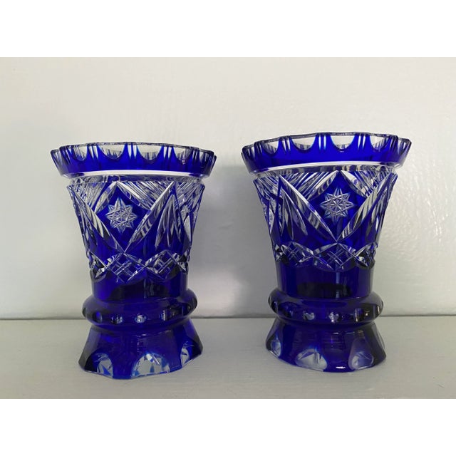 Vintage Crystal Cut Vases- Set of 2 For Sale - Image 11 of 11