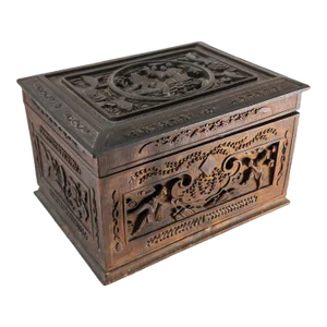 20th Century Chinese Export Chinoiserie Relief Carved Boxwood Tea Caddy Box