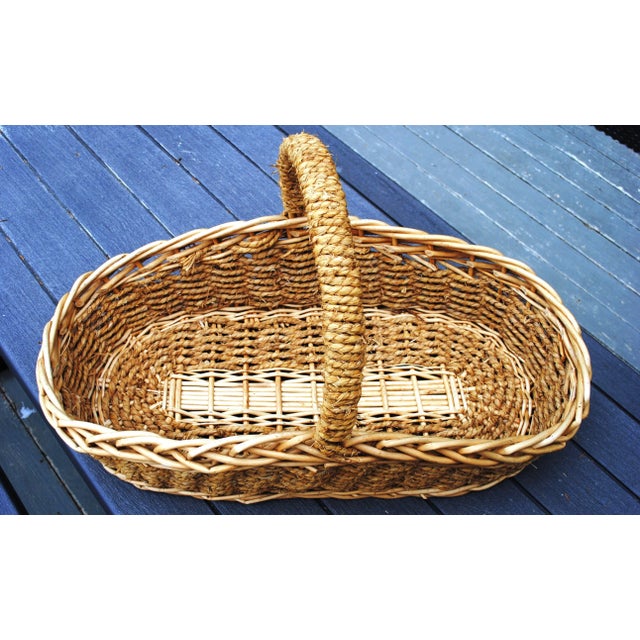 Beige Extra Large Woven Basket For Sale - Image 8 of 9