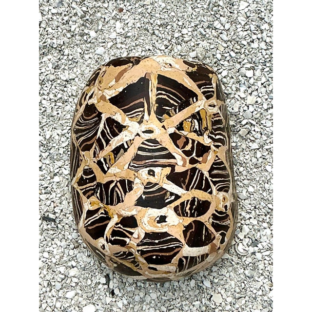 Vintage Boho Artisanal Pigmented Plaster Scagliola Wall Pocket For Sale - Image 9 of 12