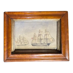 19th C. Watercolor of the Ships Donegal and Wild Deer