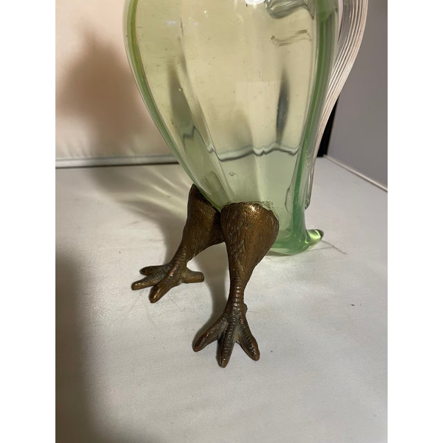 Gold Antique Cockatoo-Shaped Glass and Gilt Bronze Decanter Jug, England, 1900s For Sale - Image 8 of 16