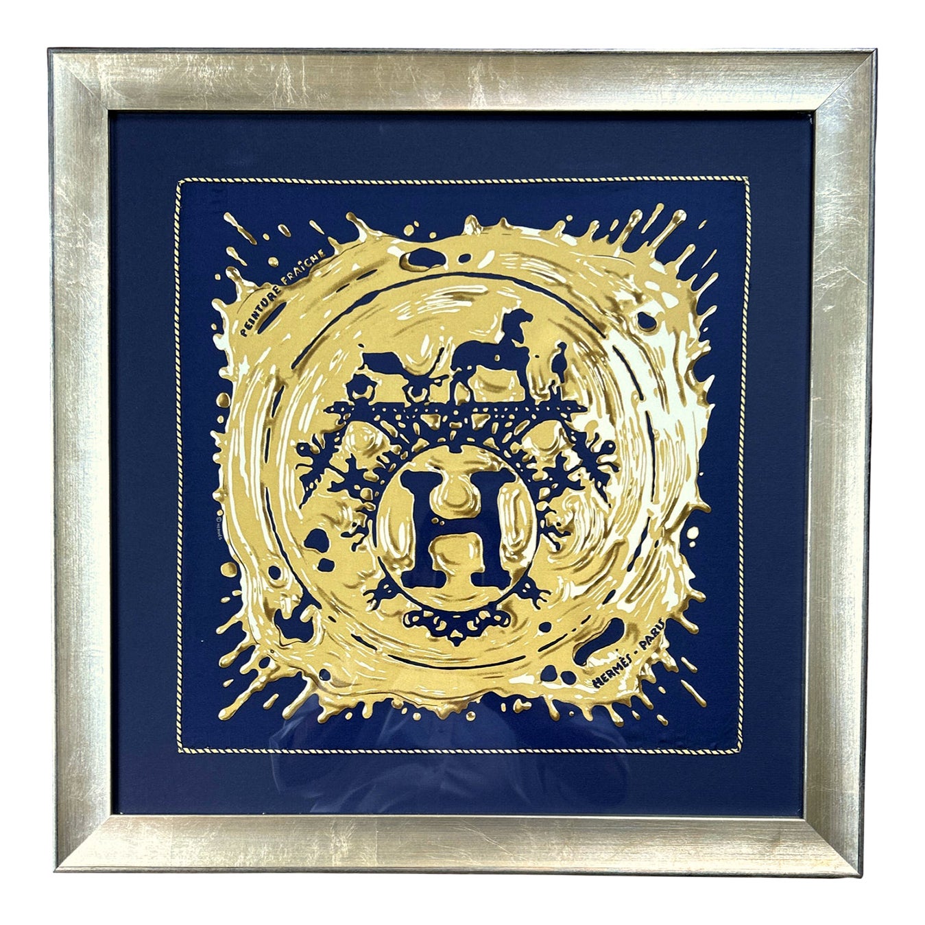 Hermes Peinture Fraiche Framed Vintage Silk Scarf | Chairish