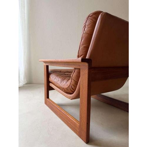 Wood Vintage Lounge Chair in Teak and Leather, 1960s For Sale - Image 7 of 13