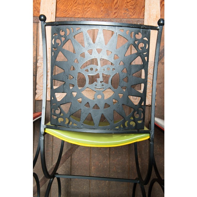 Red Mid Century Arthur Umanoff Mayan Sun Bar Stools For Sale - Image 8 of 13