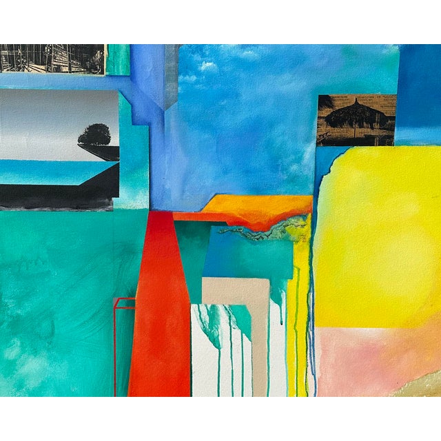 Postmodern Abstract Mixed Media Painting and Collage on Canvas by Anthony Louis Popcheff For Sale - Image 3 of 7