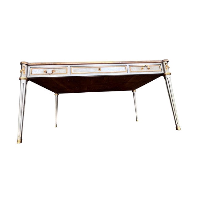 Silver Mid 20th Century Attributed to John Vesey Stainless Steel & Bronze Neoclassical Desk For Sale - Image 8 of 18