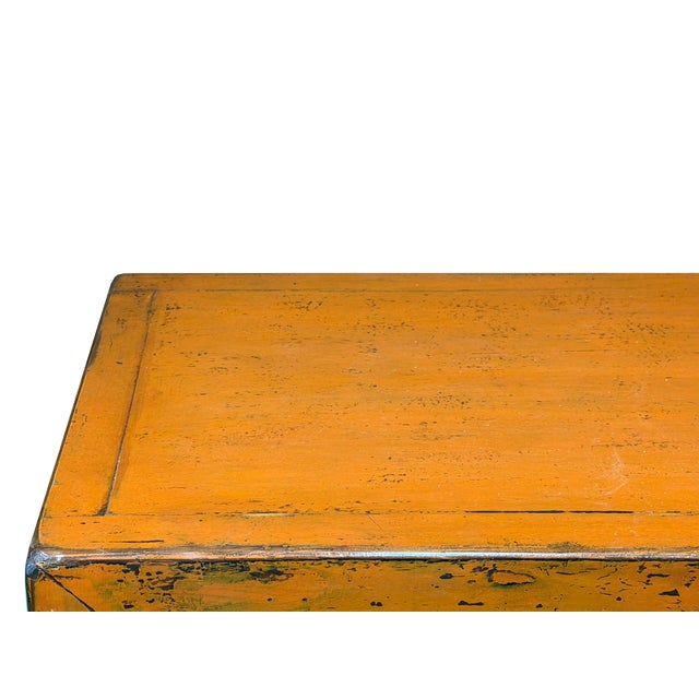 Distressed Vintage Style Weathered Orange Drawers Credenza Cabinet For Sale - Image 9 of 15