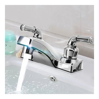 Universal Chrome Plastic Basin Sink Faucet Lavatory 2 Handles Vanity Mixer Tap For Sale