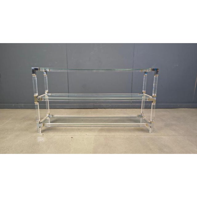 Chrome and Acrylc Glass Console Table, 1970s For Sale - Image 11 of 14