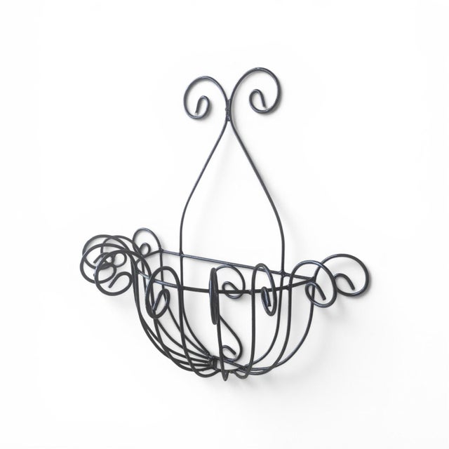Mid 20th Century Vintage Wrought Iron Scrolled Wall Pocket Planter For Sale - Image 5 of 17