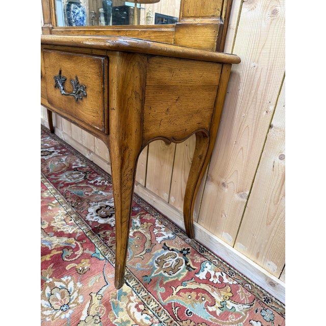 Louis XV Console Table and Trumeau Mirror in Oak, Set of 2 For Sale - Image 8 of 10