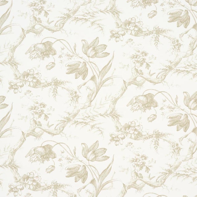 SAMPLE - Schumacher Toile De Fleurs Wallpaper In Birch For Sale