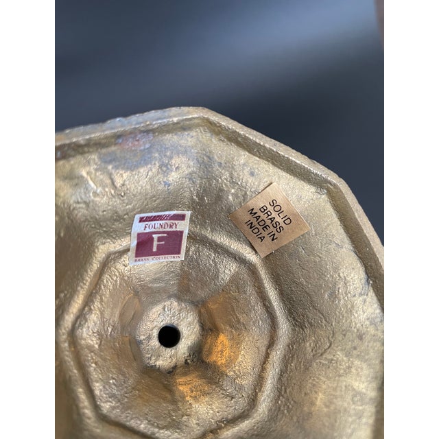 Metal Vintage Brass Octagonal Column Candlesticks For Sale - Image 7 of 12